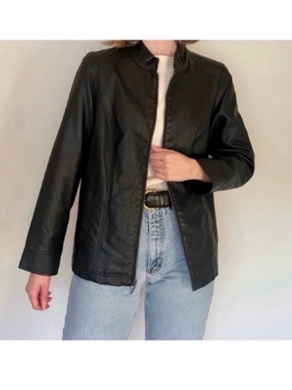 CJ BANKS BLACK FAUX LEATHER JACKET - Picture 5 of 6